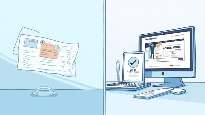 Comparative illustration showing a traditional Swiss vignette sticker next to a representation of a digital license plate verification screen